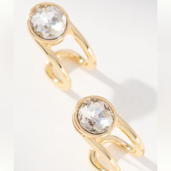 Anthropologie Jewelry - New! Anthropologie Gold Plated Crystal Huggie Earrings (2019) NWT